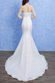 White Halter Illusion Mermaid Appliques Beading Dress for Wedding