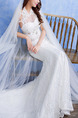 White Halter Illusion Mermaid Appliques Beading Dress for Wedding
