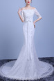 White Off Shoulder Mermaid Beading Embroidery Sash Ribbon Dress for Wedding