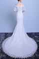 White Off Shoulder Mermaid Beading Embroidery Sash Ribbon Dress for Wedding