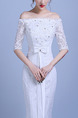 White Off Shoulder Mermaid Beading Embroidery Sash Ribbon Dress for Wedding