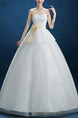 White Sweetheart Ball Gown Sash Ribbon Dress for Wedding