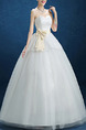 White Sweetheart Ball Gown Sash Ribbon Dress for Wedding