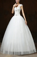 White Square Ball Gown Beading Appliques Dress for Wedding