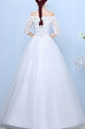 White Off Shoulder Ball Gown Embroidery Beading Dress for Wedding