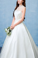 White Sweetheart Illusion High Neck Sash Dress for Wedding