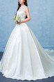 White Sweetheart Illusion High Neck Sash Dress for Wedding