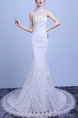 White Halter Mermaid Beading Embroidery Dress for Wedding