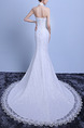 White Halter Mermaid Beading Embroidery Dress for Wedding