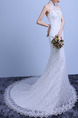 White Halter Mermaid Beading Embroidery Dress for Wedding