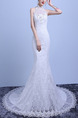 White Halter Mermaid Beading Embroidery Dress for Wedding