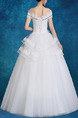 White Off Shoulder Ball Gown Tierd Beading Embroidery Dress for Wedding