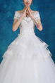 White Off Shoulder Ball Gown Tierd Beading Embroidery Dress for Wedding