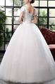 White V Neck Ball Gown Beading Embroidery Dress for Wedding