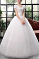 White V Neck Ball Gown Beading Embroidery Dress for Wedding