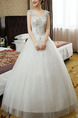 White V Neck Ball Gown Embroidery Beading Dress for Wedding