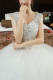 White V Neck Ball Gown Embroidery Beading Dress for Wedding