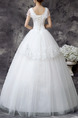 White V Neck Ball Gown Beading Appliques Embroidery Dress for Wedding