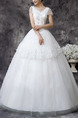 White V Neck Ball Gown Beading Appliques Embroidery Dress for Wedding