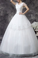 White V Neck Ball Gown Beading Appliques Embroidery Dress for Wedding