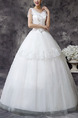 White V Neck Ball Gown Beading Appliques Embroidery Dress for Wedding