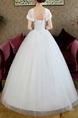 White Bateau Illusion Ball Gown Embroidery Beading Dress for Wedding