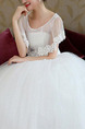 White Bateau Illusion Ball Gown Embroidery Beading Dress for Wedding