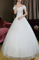 White Off Shoulder Ball Gown Beading Appliques Embroidery Dress for Wedding