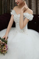 White Off Shoulder Ball Gown Beading Appliques Embroidery Dress for Wedding