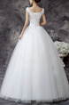 White V Neck Ball Gown Appliques Beading Dress for Wedding