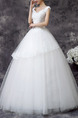 White V Neck Ball Gown Appliques Beading Dress for Wedding