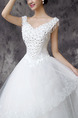 White V Neck Ball Gown Appliques Beading Dress for Wedding