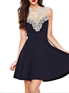 Black and White Lace Short Dress for Cocktail Party Semi Formal