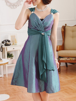 Blue Wrap V Neck Long Plus Size Dress for Cocktail Party
