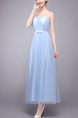 Blue Strapless Maxi Dress for Cocktail Prom Bridesmaid