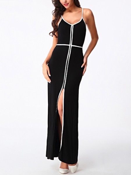 Black Slip Maxi Plus Size Dress for Cocktail Prom