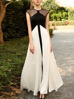 Black and White Plus Size Maxi Dress for Cocktail Prom