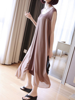 Brown Midi Loose Linking Plus Size Knitted Dress for Casual Office Party Evening
