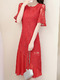 Red Knee Length Slim A-Line Lace Flare Sleeve Plus Size Dress for Party Evening
