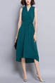Green Midi Knitted V Neck Slim Asymmetrical Hem Lace up Plus Size Dress for Office Party Evening