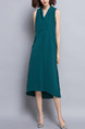 Green Midi Knitted V Neck Slim Asymmetrical Hem Lace up Plus Size Dress for Office Party Evening