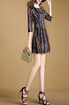Colorful Slim Plus Size Round Neck Printed Above Knee Dress for Casual Party Evening