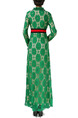 Green Slim Lace Zipped Ruffled Contrast Linking Plus Size Maxi Long Sleeve Dress for Ball Semi Formal