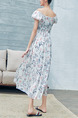 White Colorful Slim Full Skirt Printed Linking Lace Band Furcal Plus Size Floral Off Shoulder Dress for Casual Beach