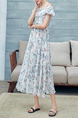 White Colorful Slim Full Skirt Printed Linking Lace Band Furcal Plus Size Floral Off Shoulder Dress for Casual Beach