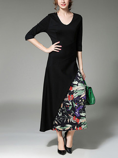 Black Colorful Knitted Linking Pleated Slim Plus Size Midi Dress for Casual Party Evening Office