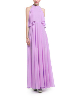 Purple Plus Size A-Line Stand Collar Off-Shoulder Seem-Two Furcal Cute Dress for Semi Formal Prom Cocktail