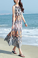 Colorful Chiffon Loose Full Skirt Printed Dress for Casual Beach