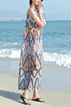 Colorful Chiffon Loose Full Skirt Printed Dress for Casual Beach