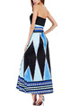 Blue White and Black Knitted Strapless Slim A-Line Furcal Plus Size Maxi Dress for Cocktail Evening